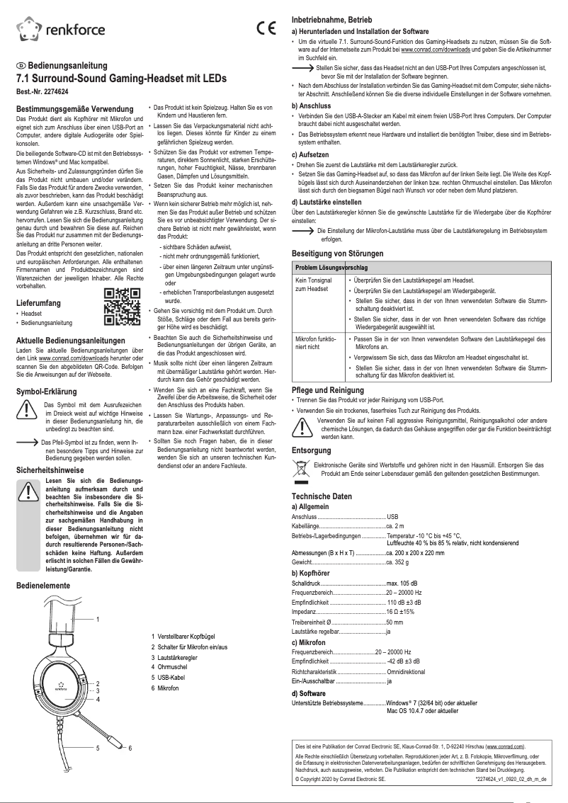 Page 1 de la notice Manuel utilisateur Renkforce RF-GH-300