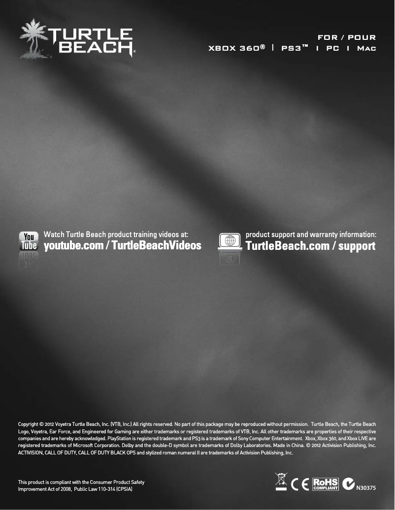 Page 1 de la notice Manuel utilisateur Turtle Beach Ear Force Kilo