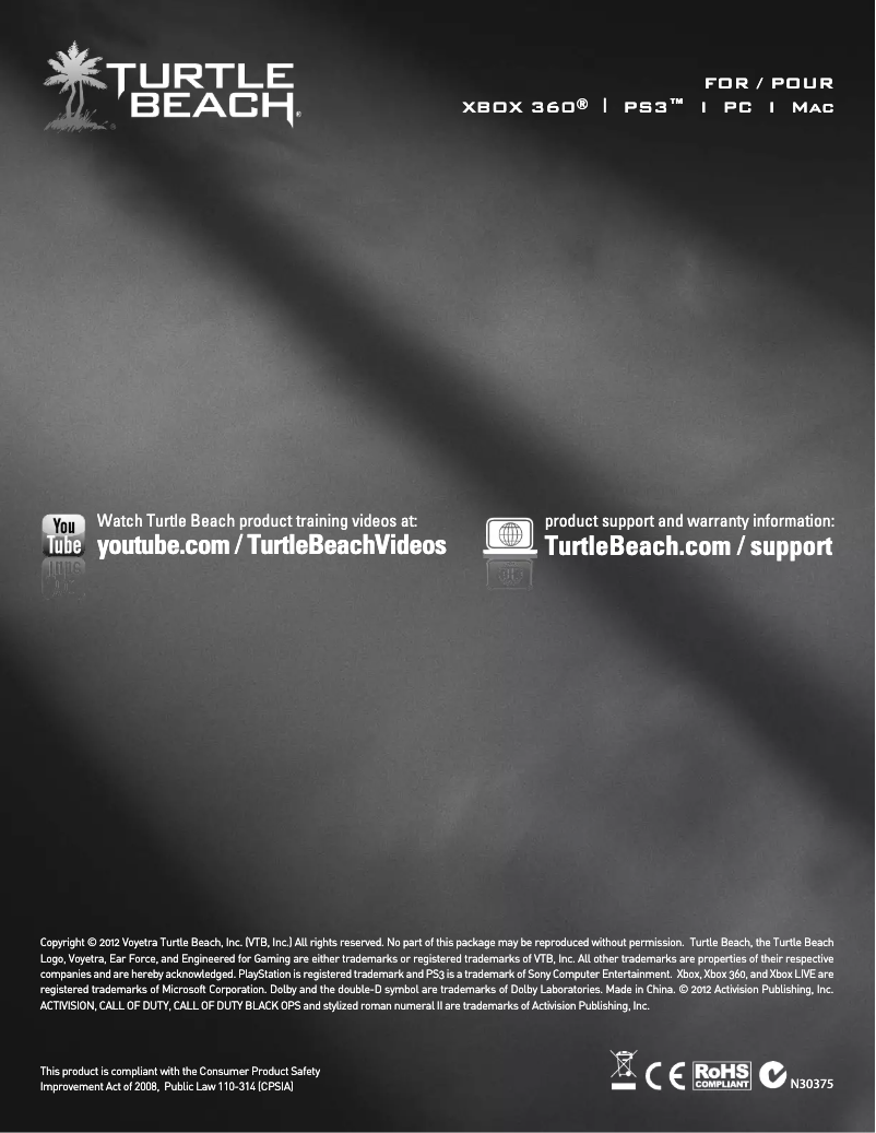 Page n°1 - Manuel utilisateur Turtle Beach Ear Force Kilo