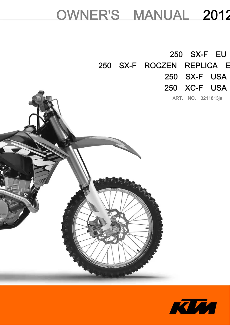Page 1 de la notice Manuel utilisateur KTM 250 XC-F (2012)