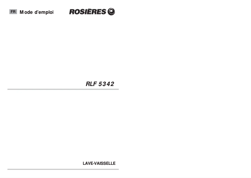 Page n°1 - Manuel utilisateur Rosieres RLF 5342
