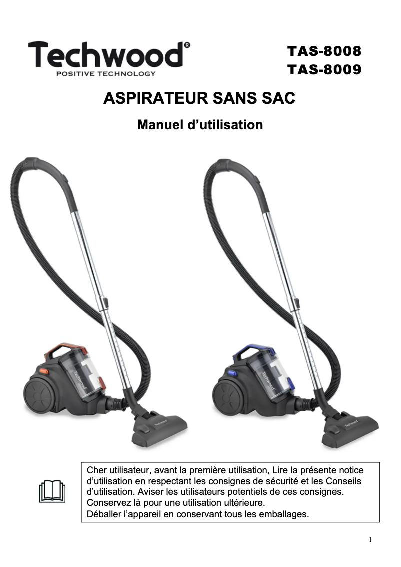 Page 1 de la notice Manuel utilisateur Techwood TAS-8009