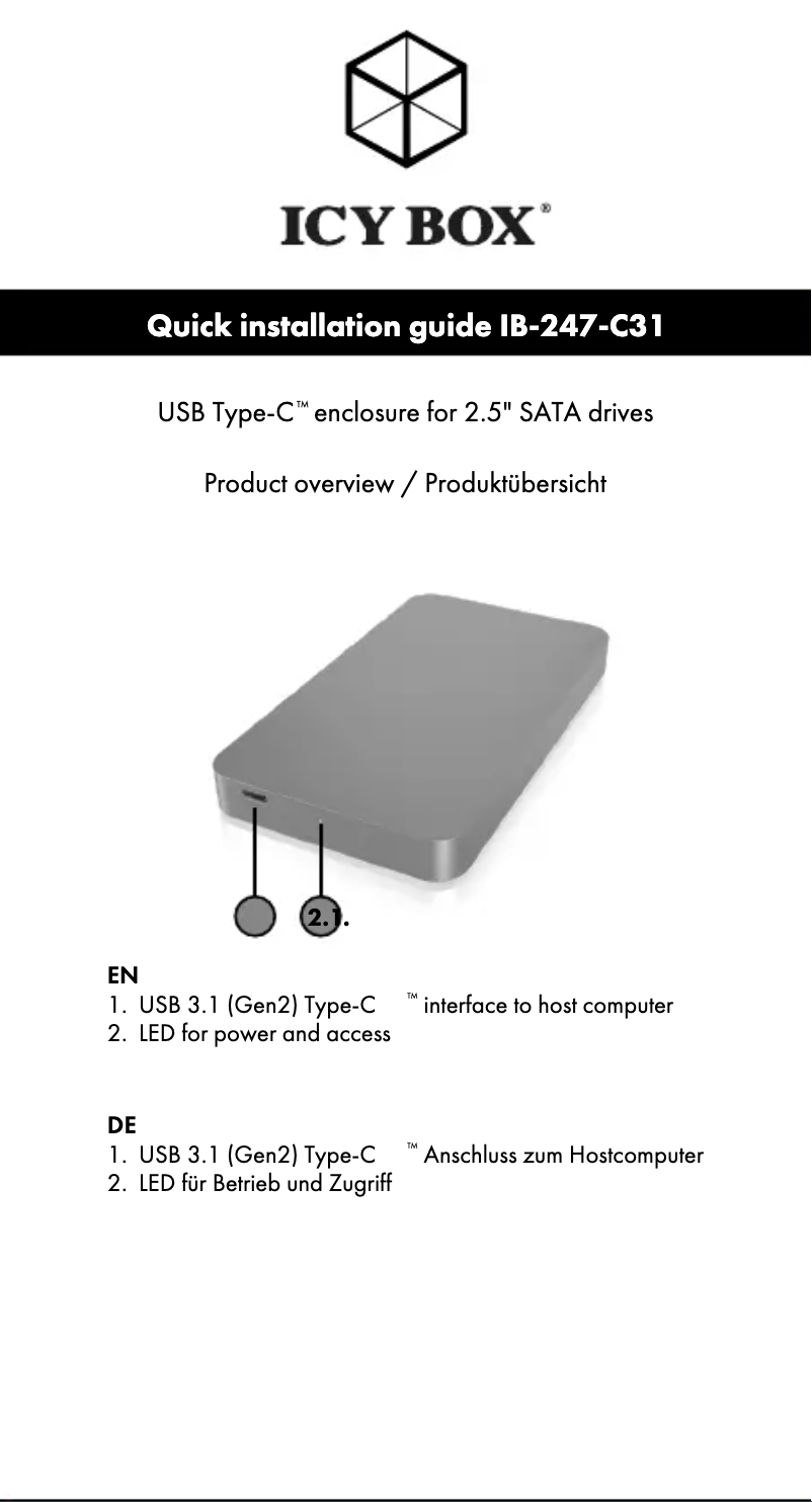 Page n°1 - Mode d'emploi Icy Box IB-247-C31