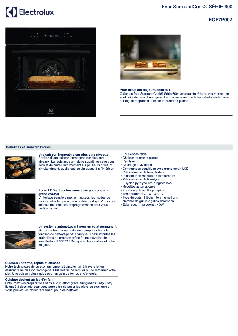 Page n°1 - Fiche technique Electrolux EOF7P00Z