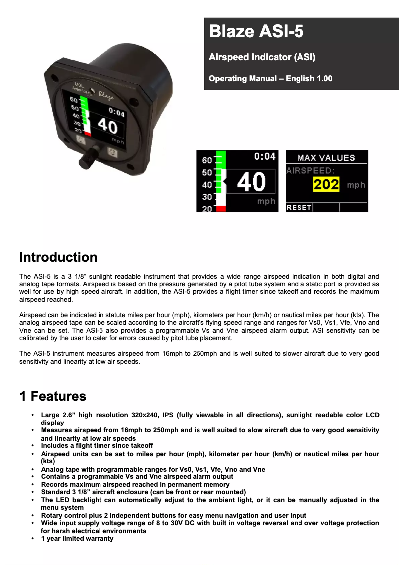 Image de la première page du manuel de l'appareil Blaze ASI-5