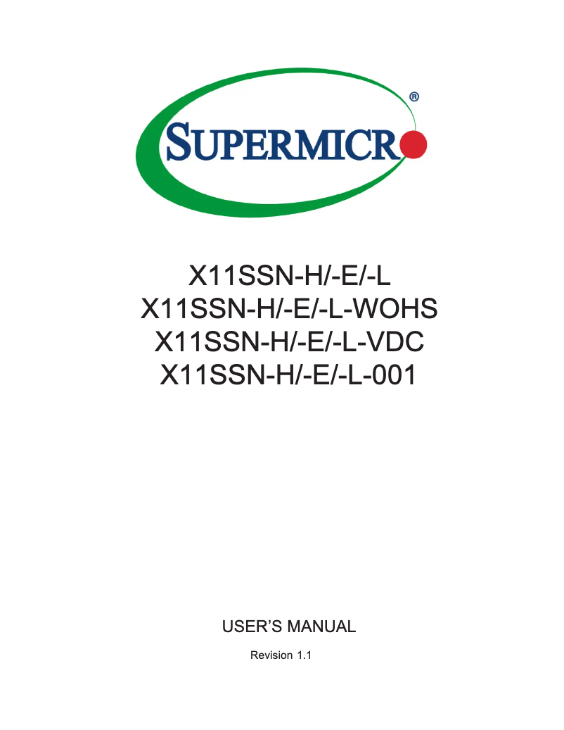 Page n°1 - Manuel utilisateur Supermicro X11SSN-L
