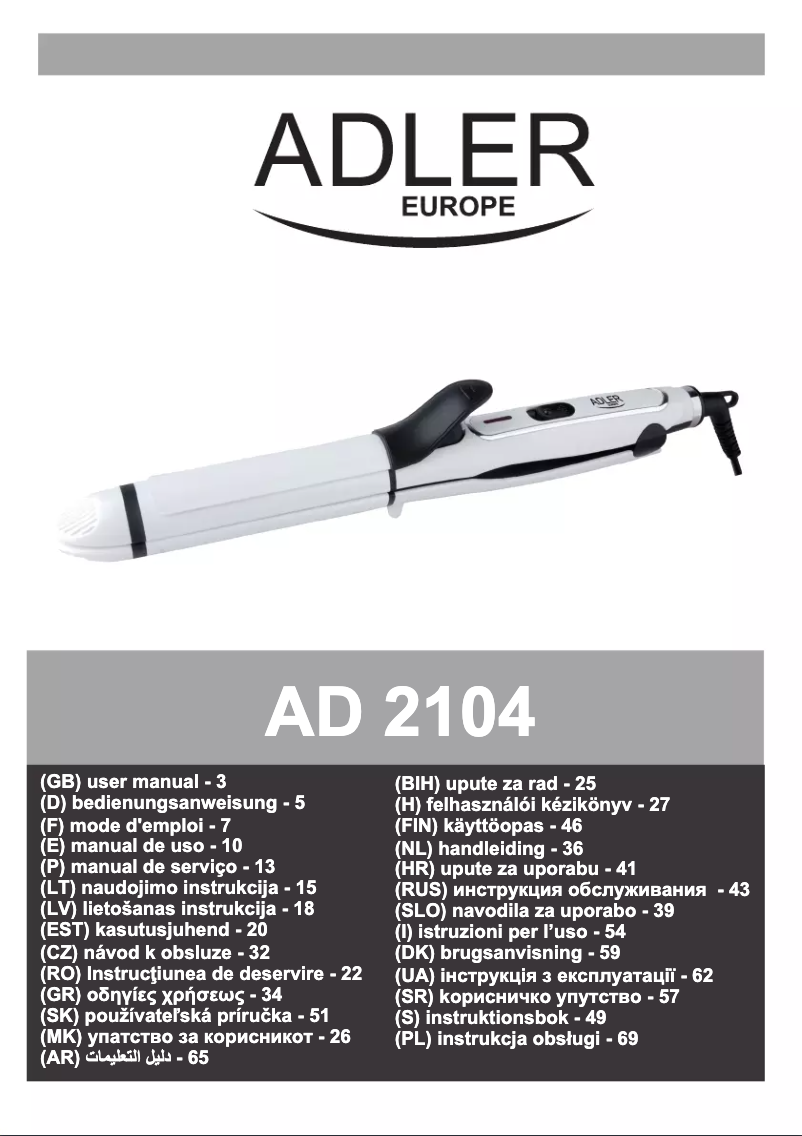 Image de la première page du manuel de l'appareil AD 2104