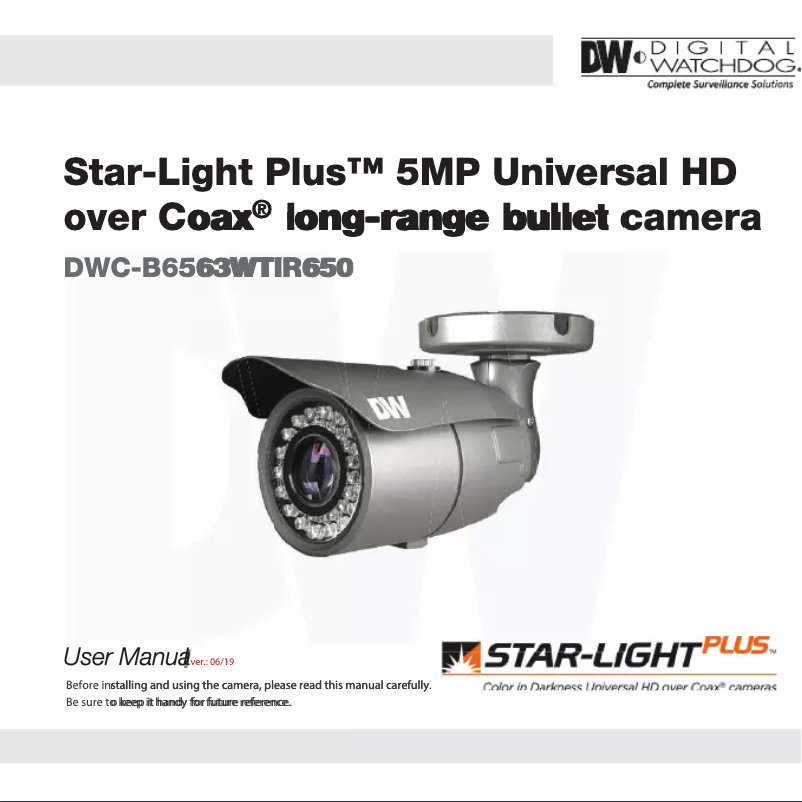 Page n°1 - Manuel utilisateur Digital Watchdog Star-Light Plus DWC-B6563WTIR650