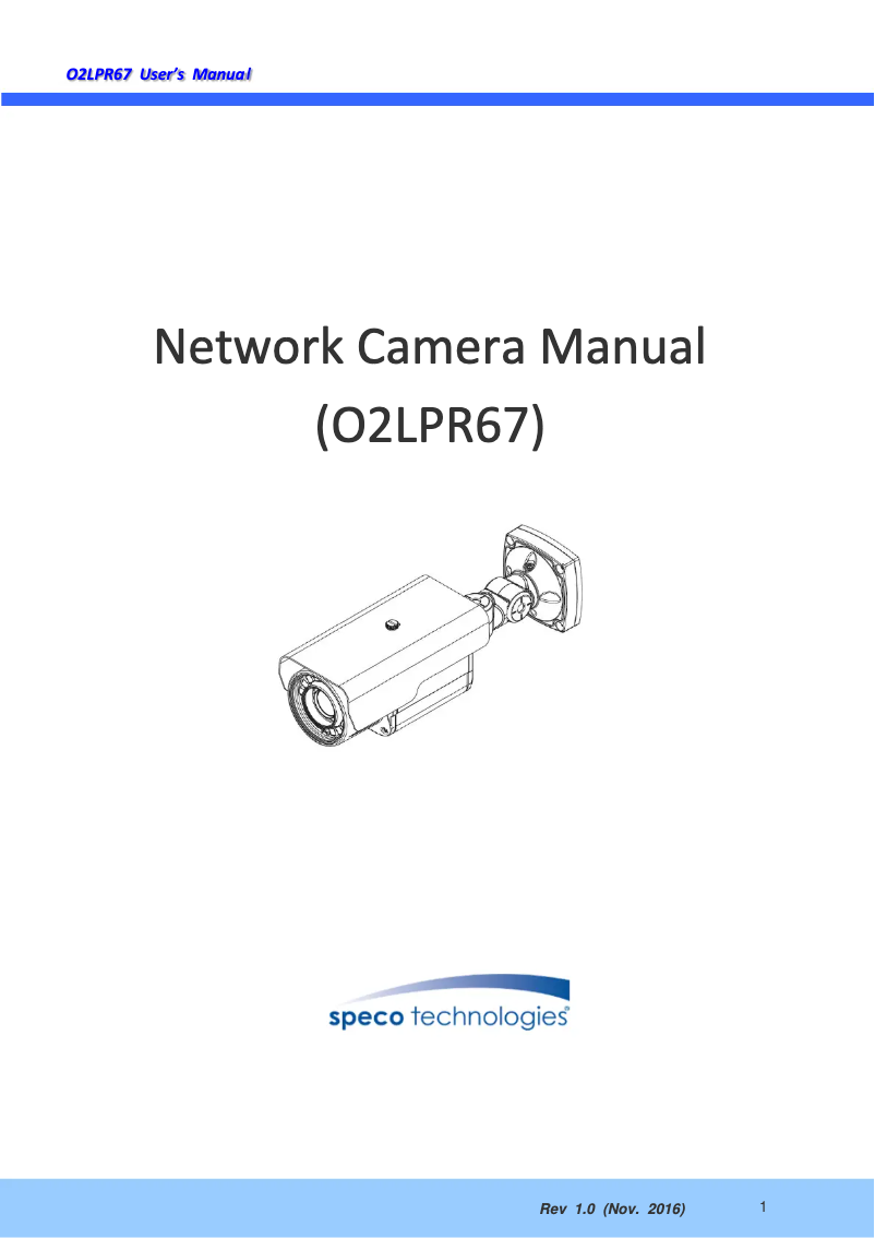 Página 1 del manual Manual de usuario Speco Technologies O2LPR67