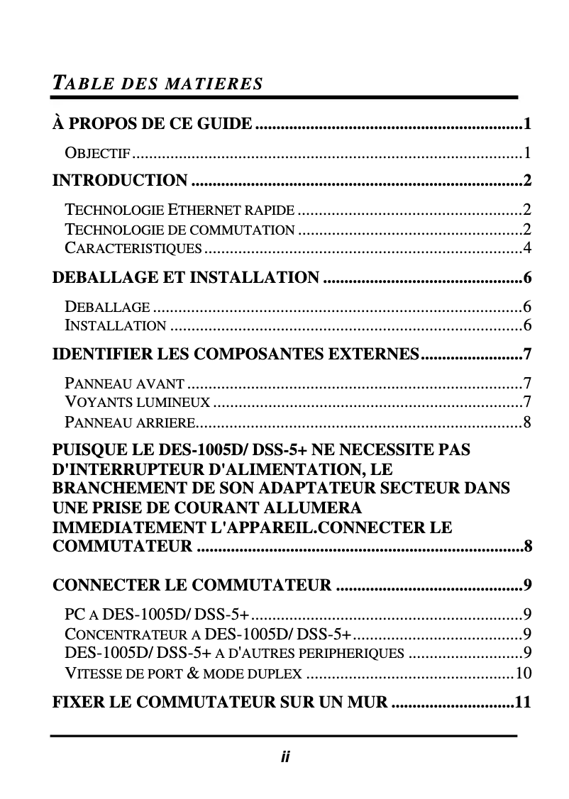 Page 1 de la notice Manuel utilisateur D-Link DES-1005D
