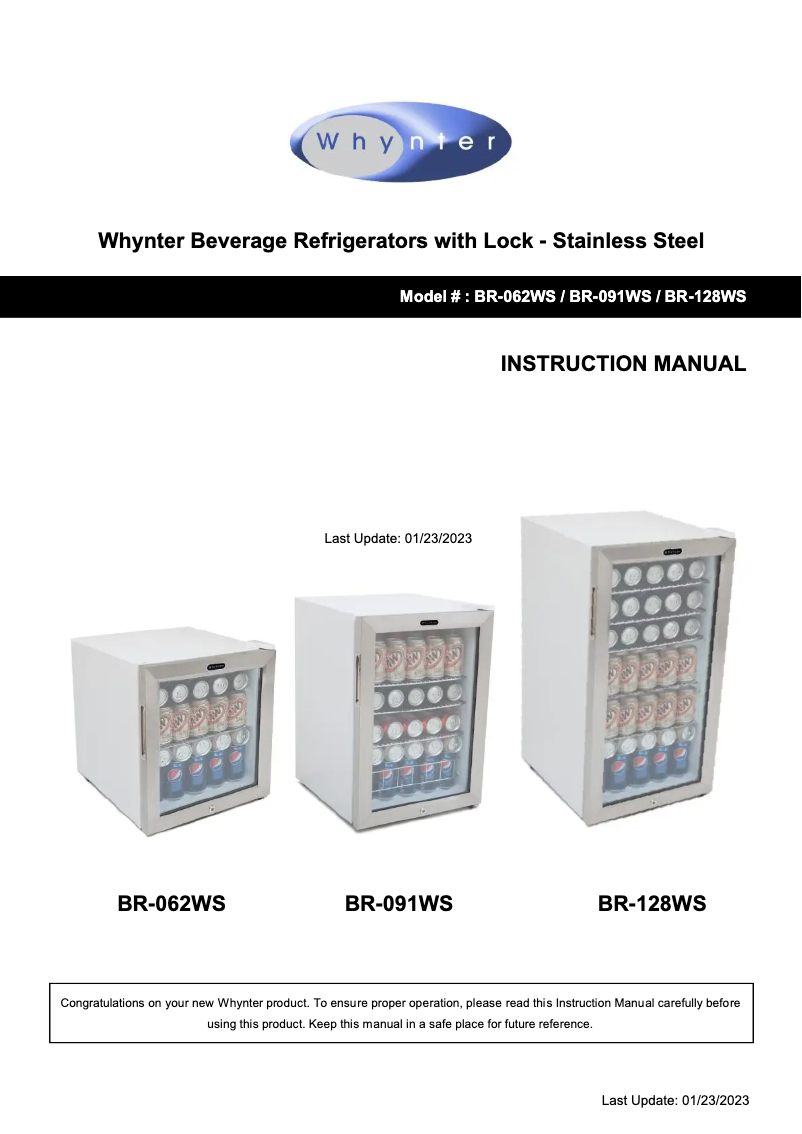 Image de la première page du manuel de l'appareil BR-062WS