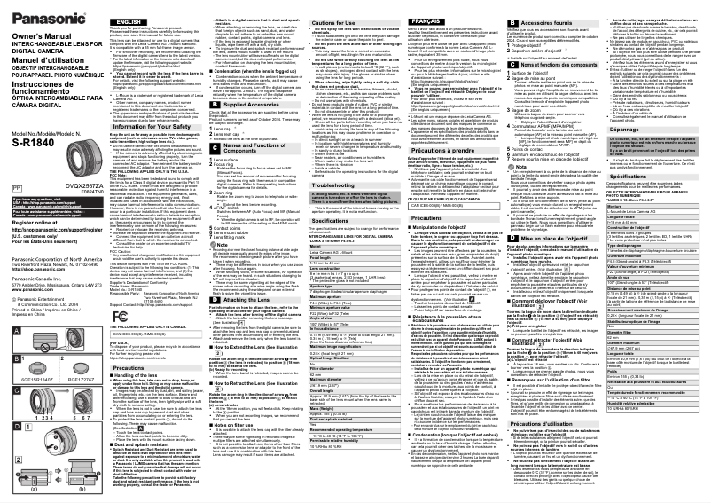 Imagen de la primera página del manual del dispositivo S-R1840