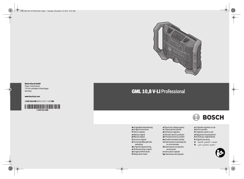 Page 1 de la notice Manuel utilisateur Bosch GML 10,8 V-LI Professional