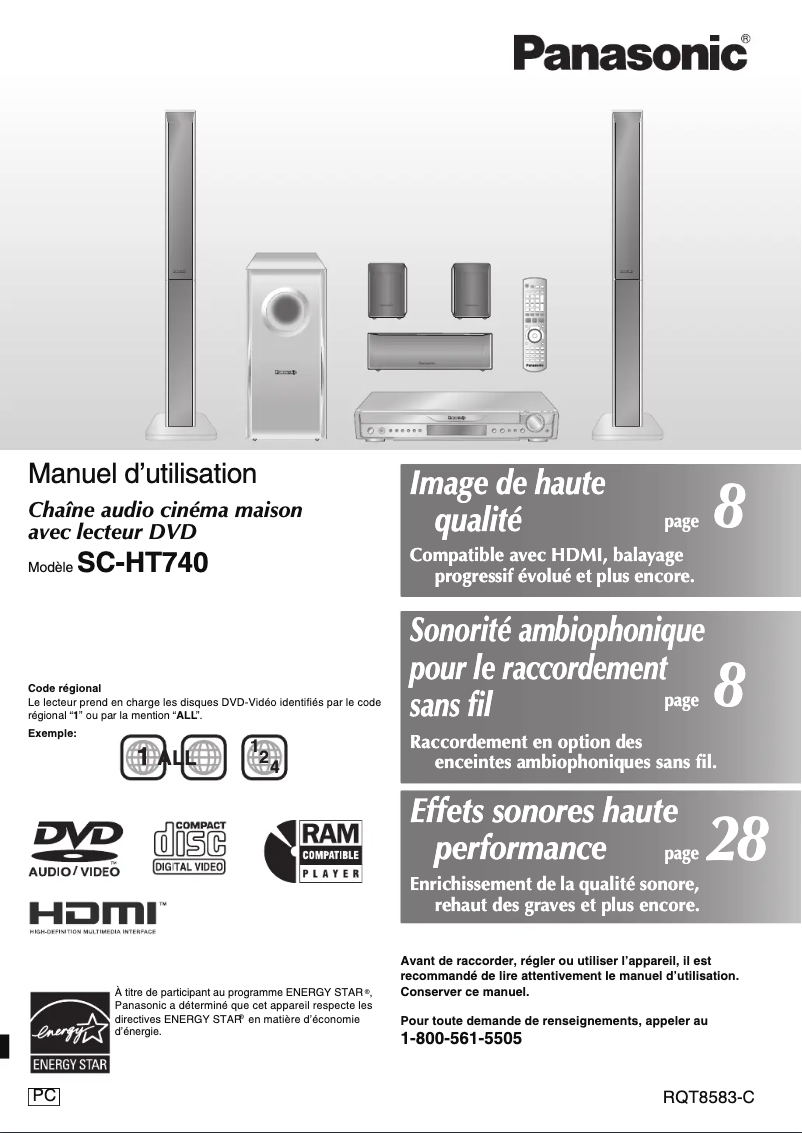 Image de la première page du manuel de l'appareil SC-HT740