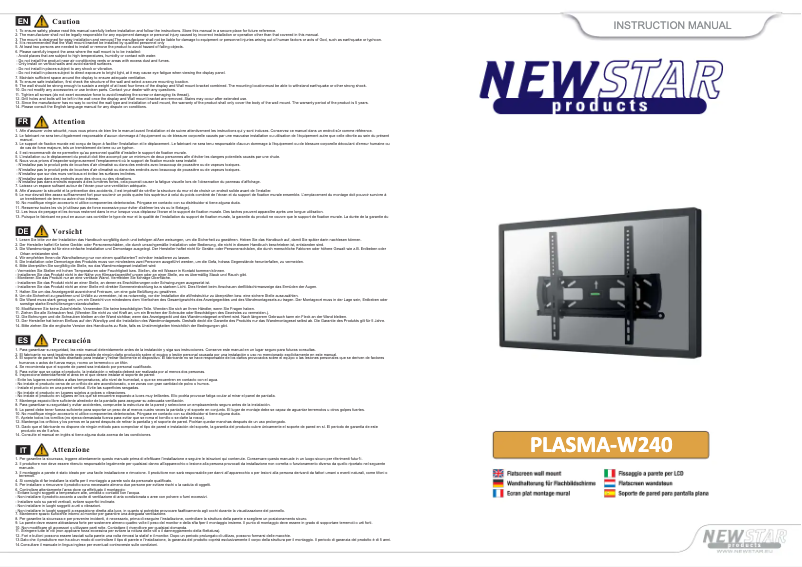 Page n°1 - Manuel utilisateur Newstar PLASMA-W240