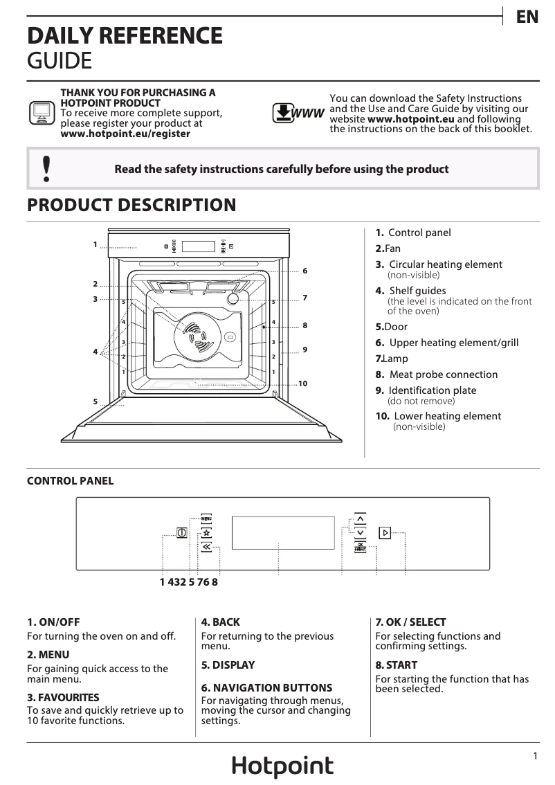 Page n°1 - Manuel utilisateur Hotpoint SI9 891 SC IX