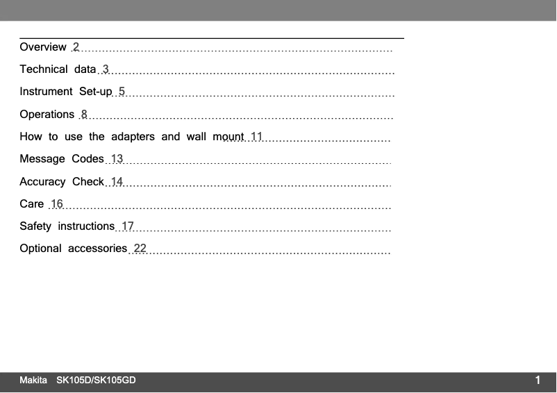 Page 1 de la notice Manuel utilisateur Makita SK105GD