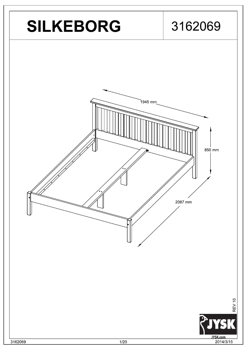 Page 1 de la notice Manuel utilisateur JYSK Silkeborg (180x200)