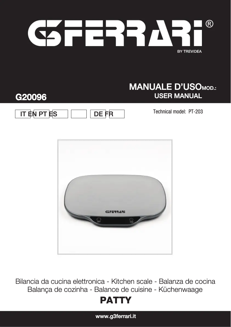 Page 1 de la notice Manuel utilisateur G3 Ferrari Patty G20096