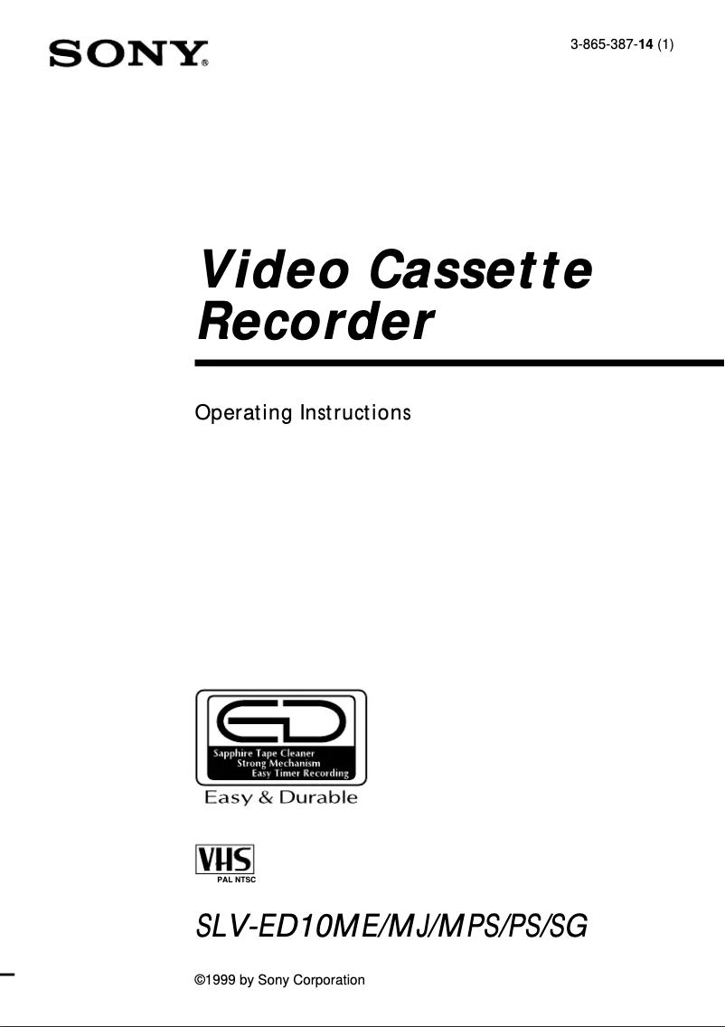 Image de la première page du manuel de l'appareil SLV-ED10PS