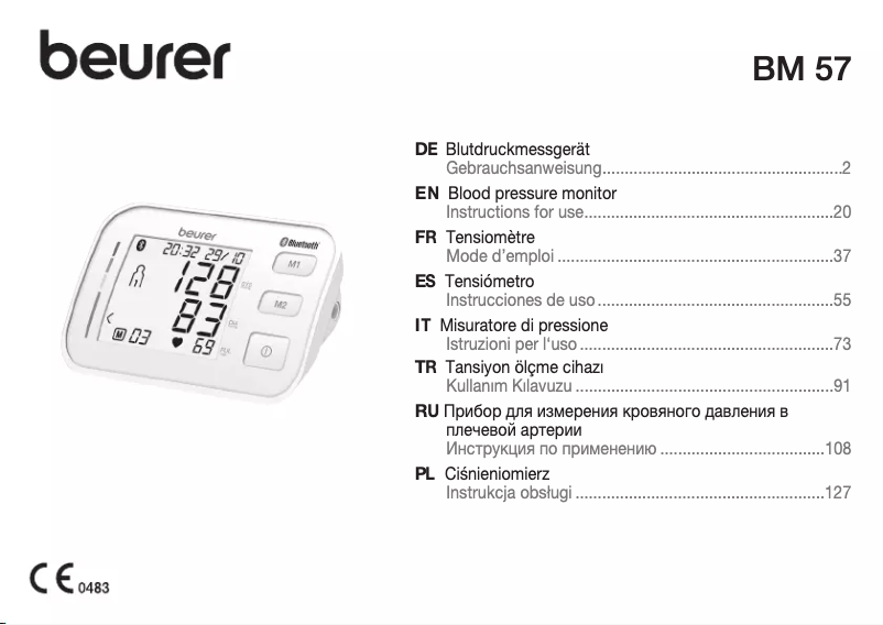Page 1 de la notice Manuel utilisateur Beurer BM 57