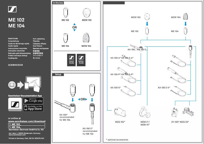 Page n°1 - Manuel utilisateur Sennheiser ME 104-Ant