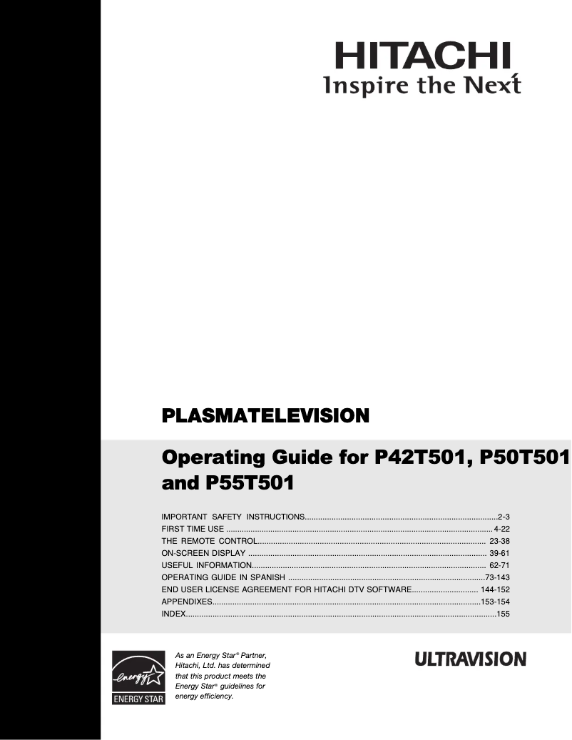 Page n°1 - Manuel utilisateur Hitachi P50T501