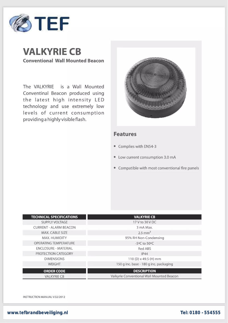 Page n°1 - Manuel utilisateur TEF Valkyrie CB
