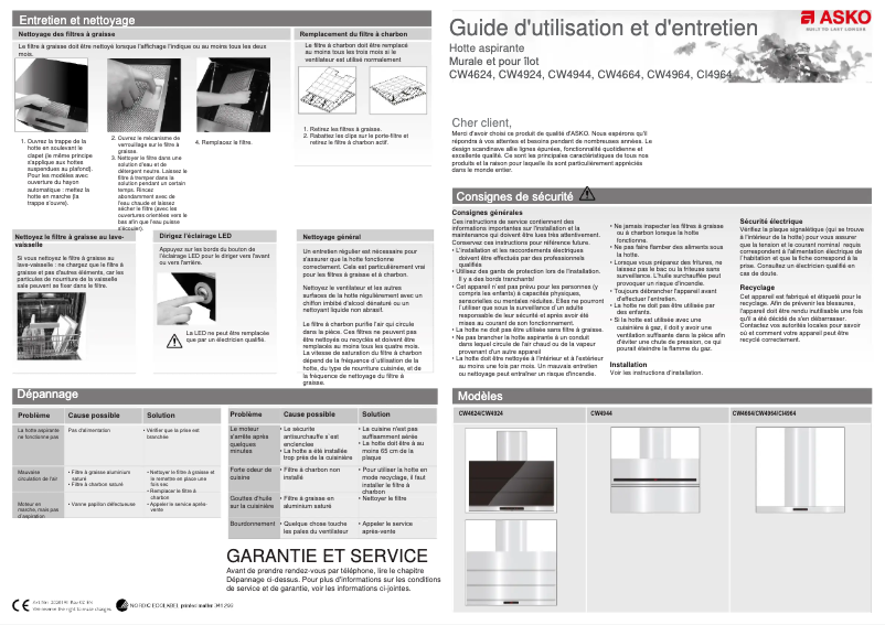 Page 1 de la notice Manuel utilisateur Asko CW4924B