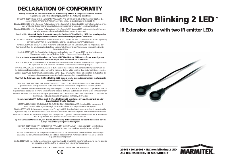 Page n°1 - Manuel utilisateur Marmitek IRC EM 2