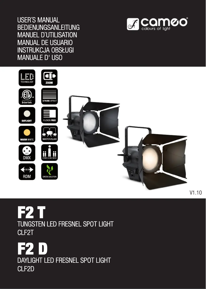 Page n°1 - Manuel utilisateur Cameo F2 T