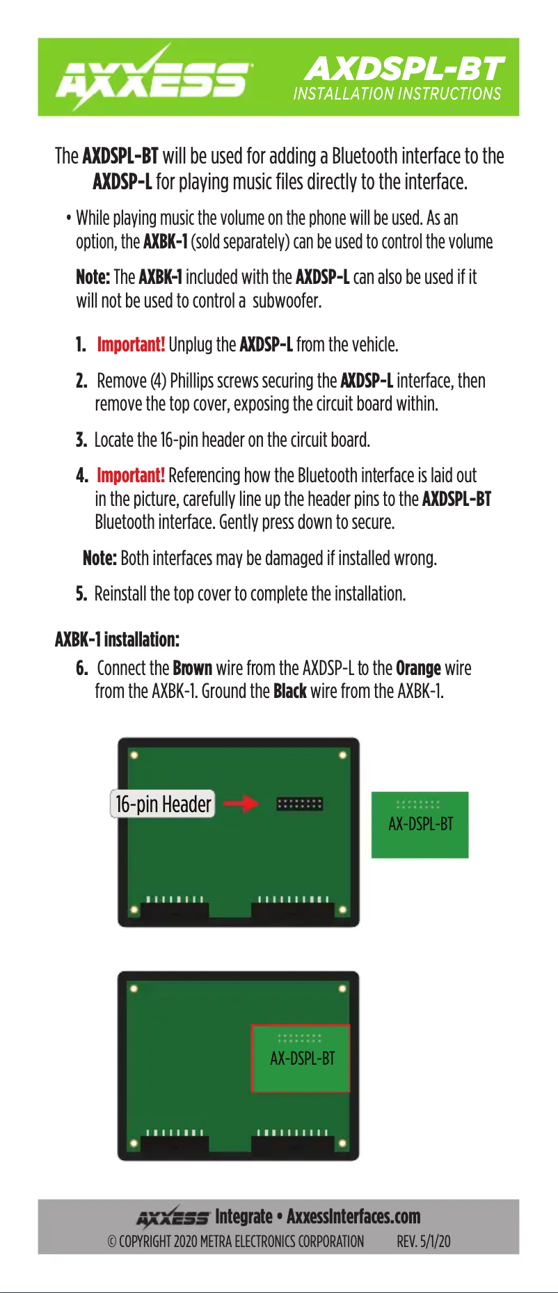 Page 1 de la notice Manuel utilisateur AXESS AXDSPL-BT