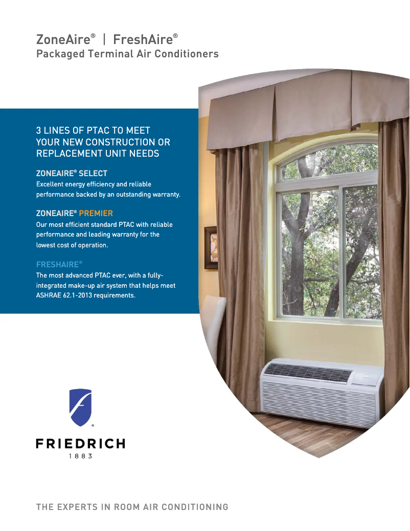 Página 1 del manual Folleto Friedrich PZE15K5SB