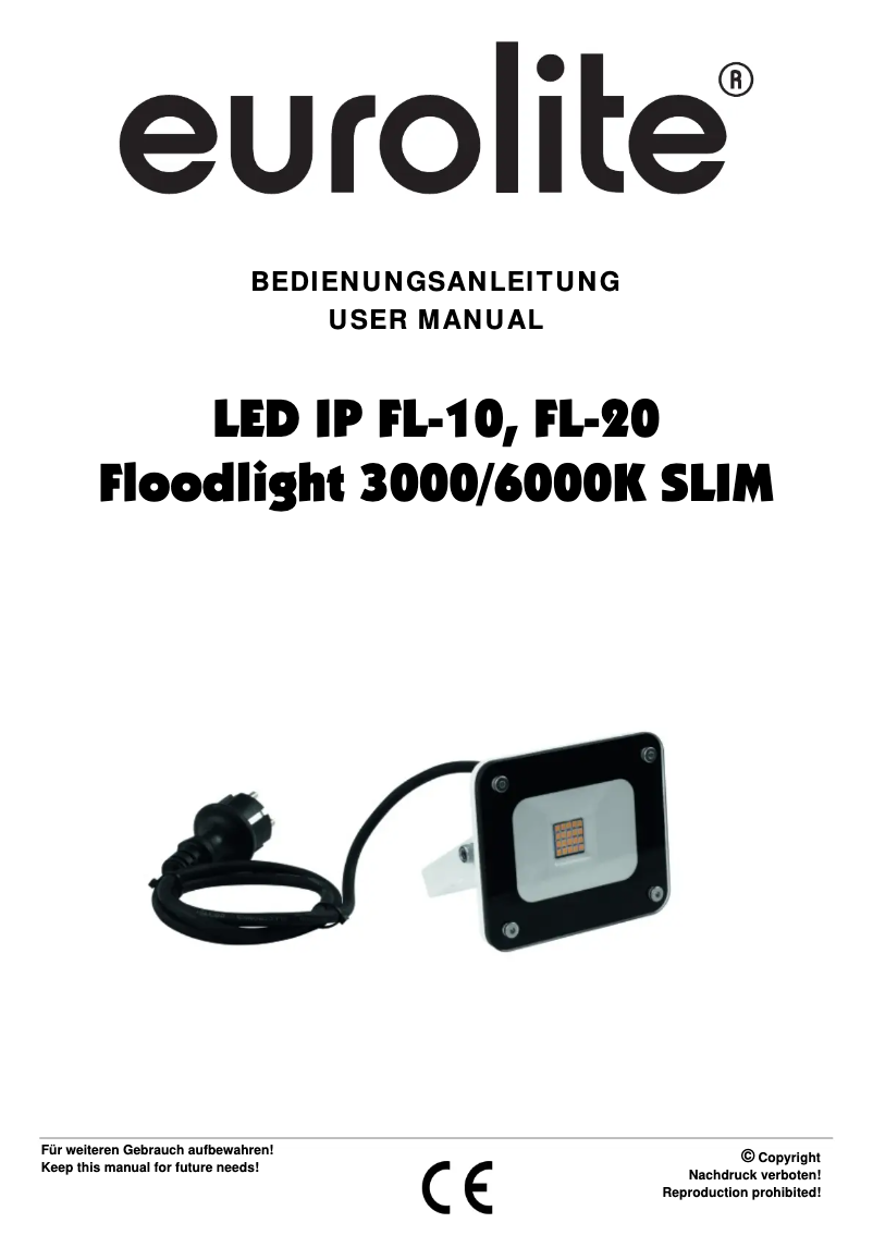 Page 1 de la notice Manuel utilisateur Eurolite LED IP FL-20