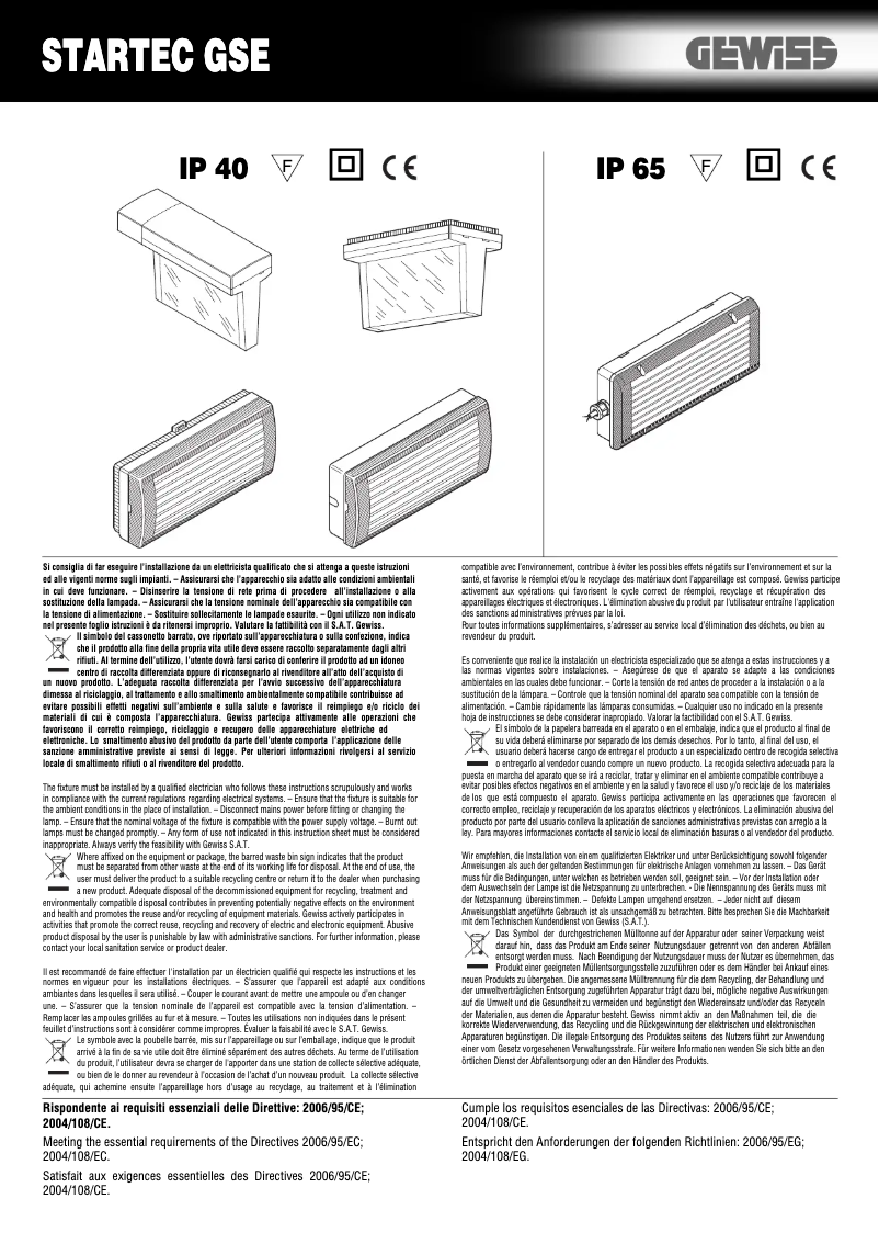 Page 1 de la notice Manuel utilisateur Gewiss GW81278