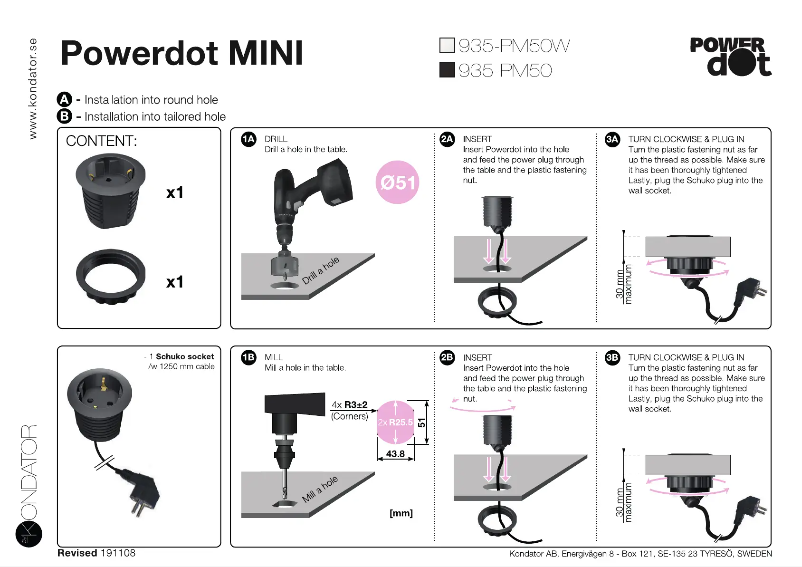 Page n°1 - Manuel utilisateur Kondator 935-PM50W
