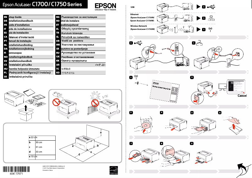 Page n°1 - Manuel utilisateur Epson AcuLaser C1750W