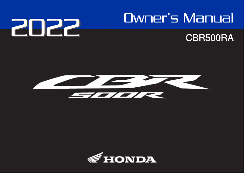 Page 1 de la notice Manuel utilisateur Honda CBR500R (2022)