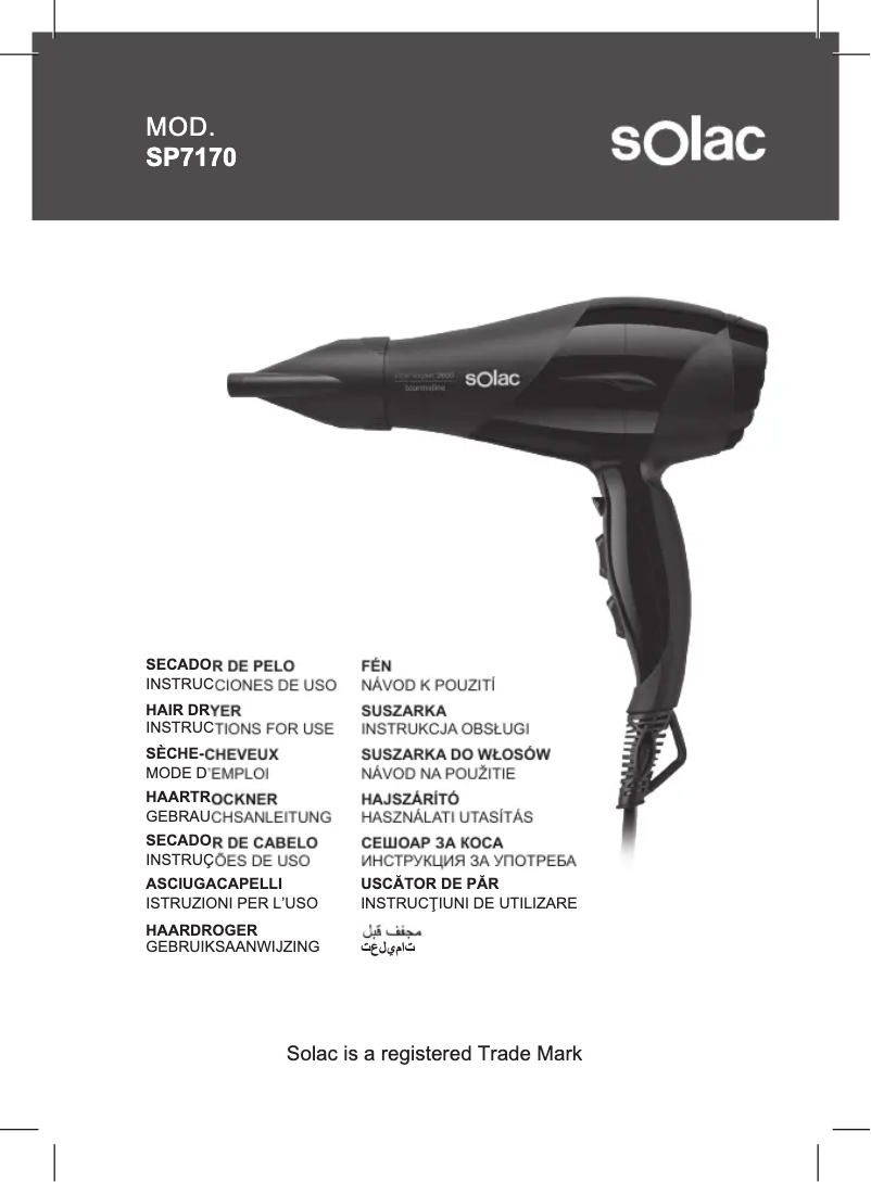 Página 1 del manual Manual de usuario Solac Expert 2600 Tourmaline SP7170