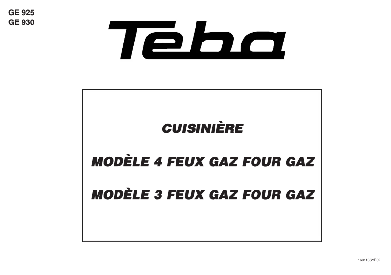Page 1 de la notice Manuel utilisateur Teba GE 930