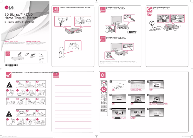 Page 1 de la notice Guide d'installation LG BH4530T