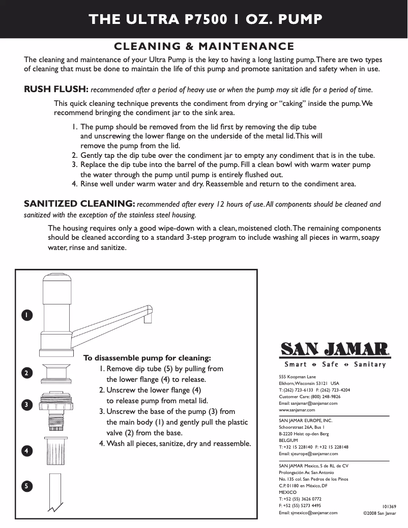 Page 1 de la notice Manuel utilisateur San Jamar P7500