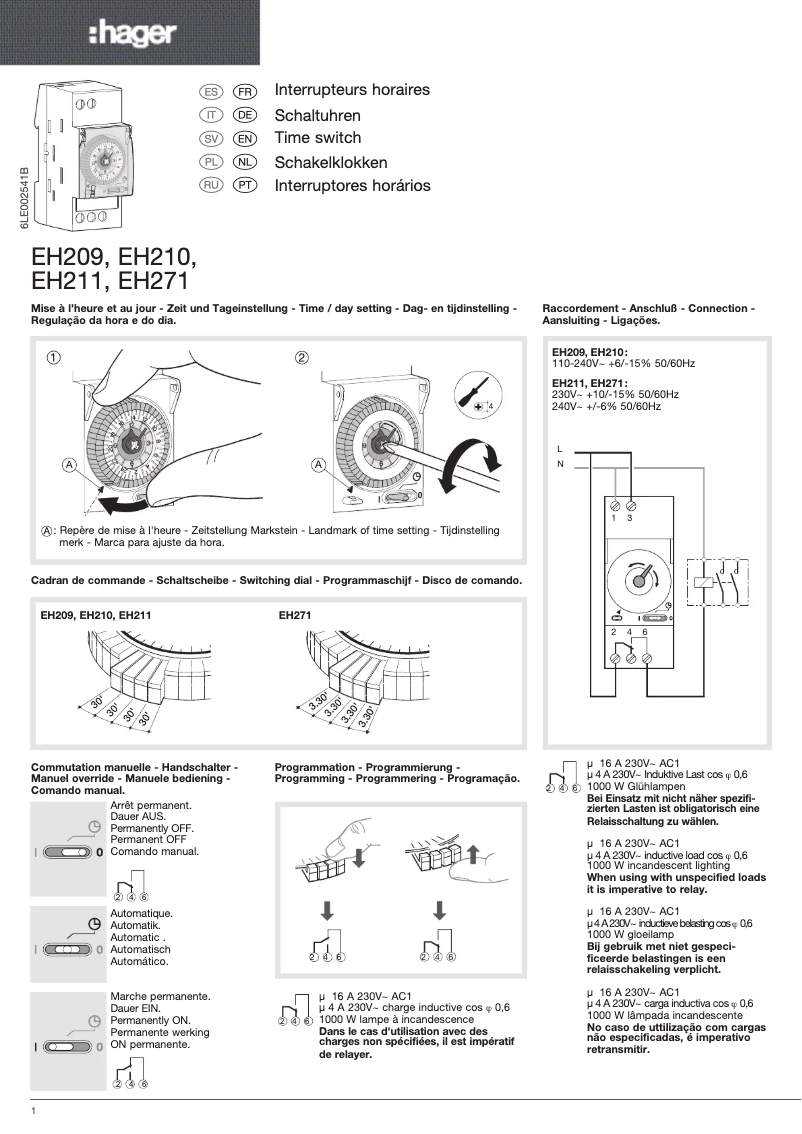 Page 1 de la notice Mode d'emploi Hager EH271