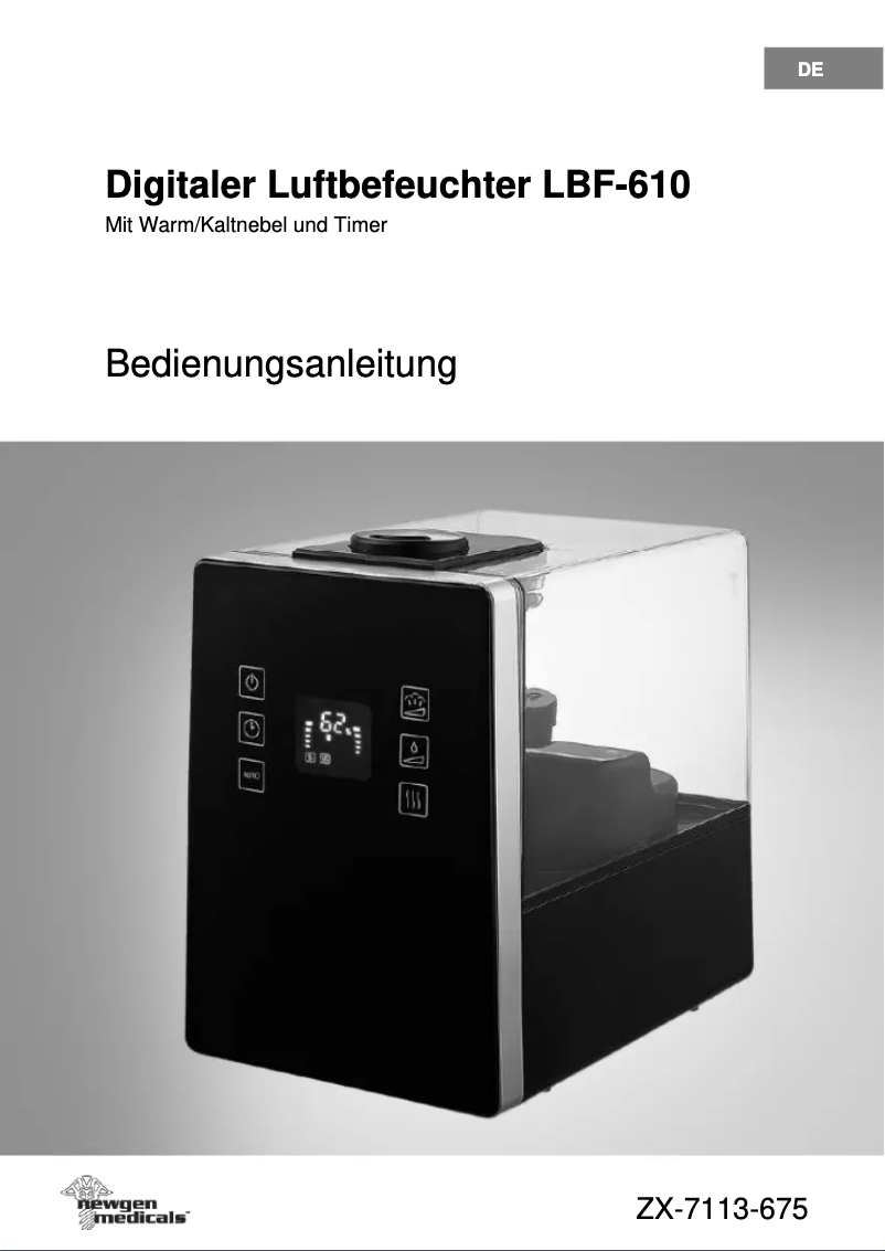 Page 1 de la notice Manuel utilisateur Newgen Medicals LBF-610