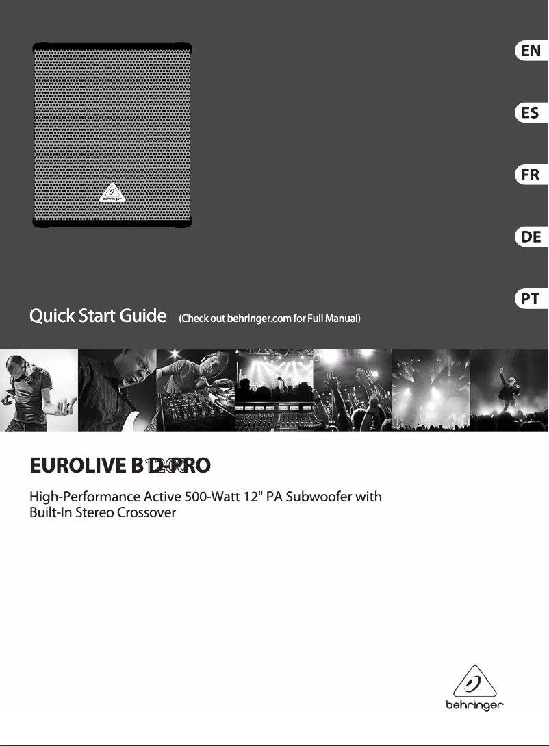 Image de la première page du manuel de l'appareil Eurolive B1200D-PRO