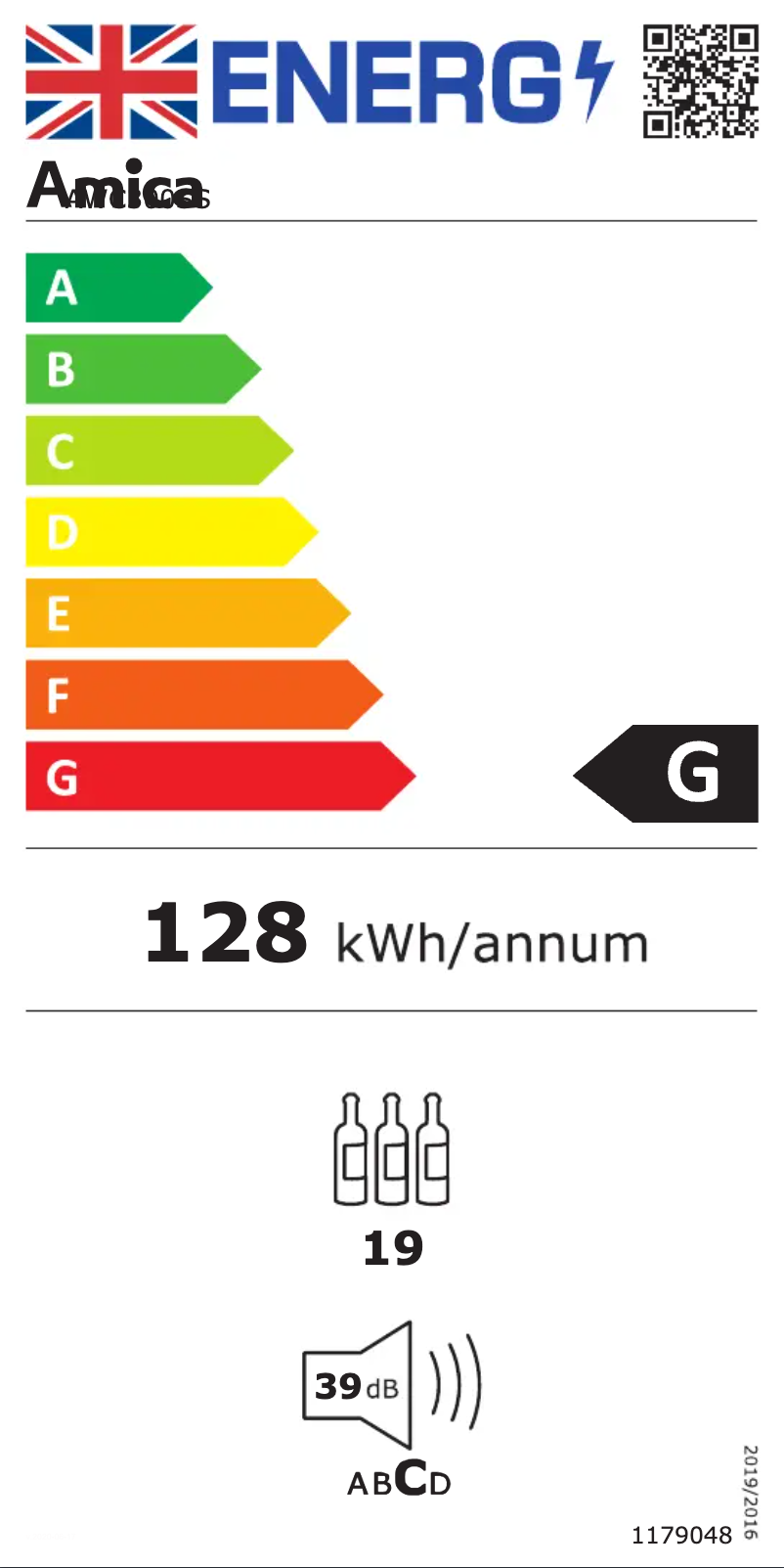 Page 1 de la notice Label énergétique Amica AWC300