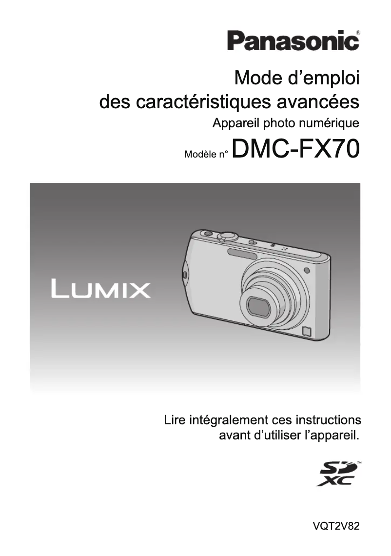 Page 1 de la notice Manuel utilisateur Panasonic Lumix DMC-FX70