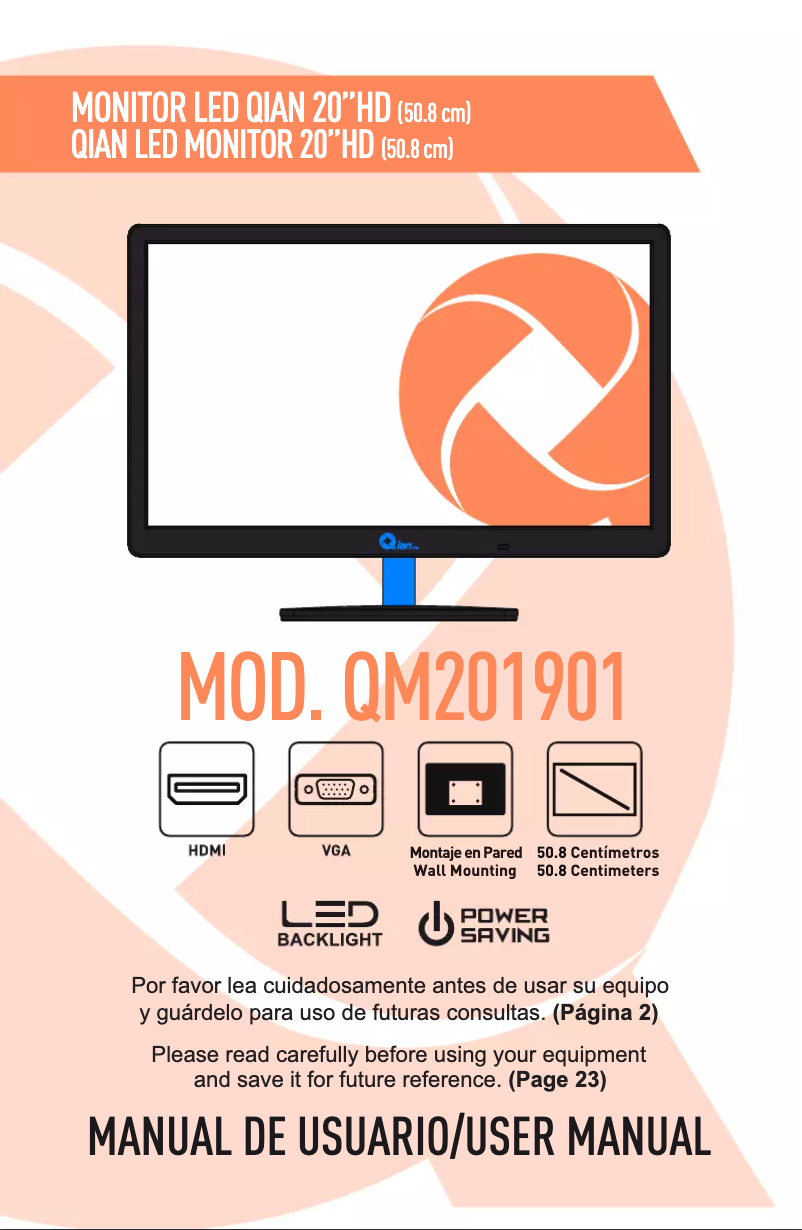 Page 1 de la notice Manuel utilisateur Qian QM201901