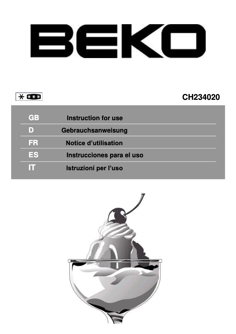 Page 1 de la notice Manuel utilisateur Beko CH234020