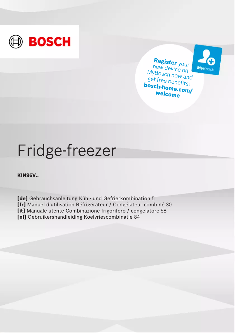 Página 1 del manual Ficha técnica Bosch KIN96VFD0